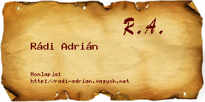 Rádi Adrián névjegykártya